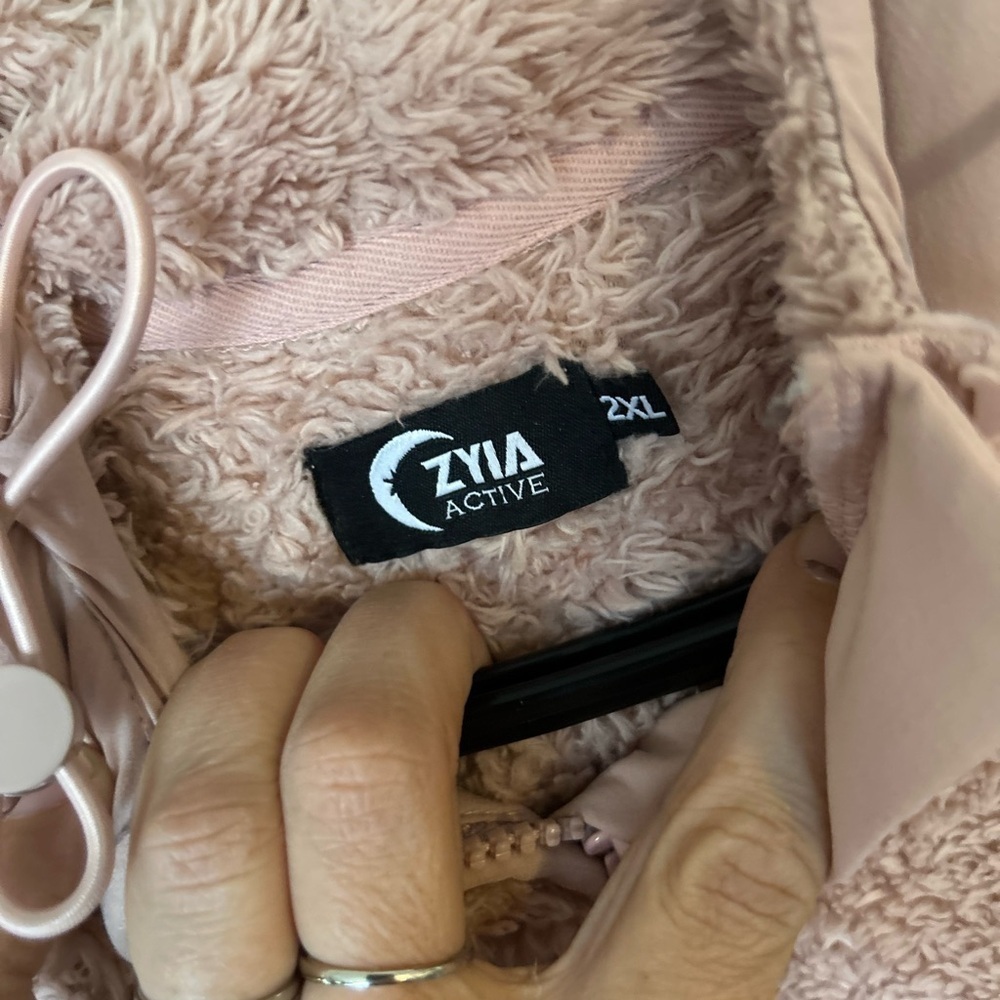 ZYIA Soft Blush Pink Teddy Bear Zip Up Jacket XXL - Picture 4 of 7